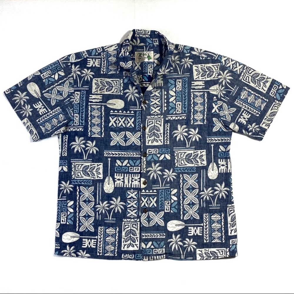 Tropical Blue and White‎ Men's Shirt